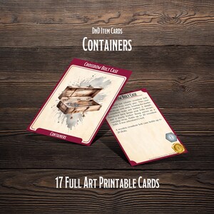 Cartas de itens de contêineres DnD