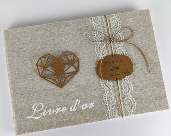 Cadeau mariage livre d/' or dentelle Joli cadeau de mariage fabriqu\u00e9 en France