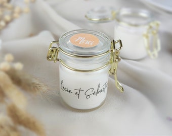 Personalized guest gift candle, artisanal, in gold jar, wedding, baptism, thank you, company, customer, corporate