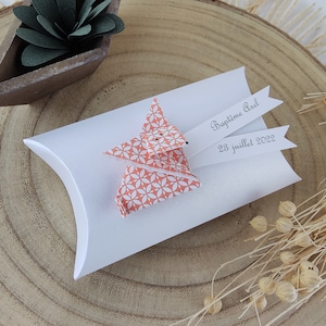 Boîte à dragées coussin renard en origami papier orange cadeau de remerciement invités anniversaire, baptême, mariage image 1