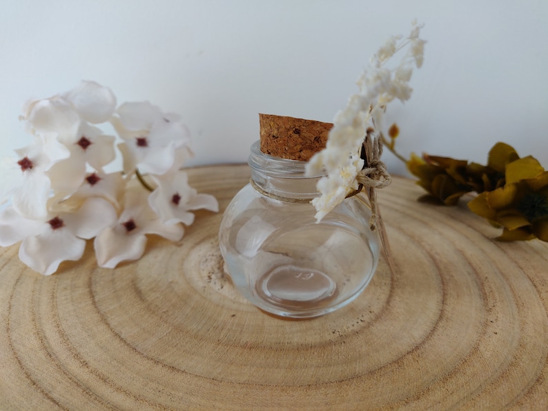 Behälter für gezuckerte Mandeln aus Glas, Gastgeschenk zur Taufe, Holz, getrocknete Blumen, Dankeschön-Gäste, Mädchen, altrosa, Süßigkeitenbox Bild 5