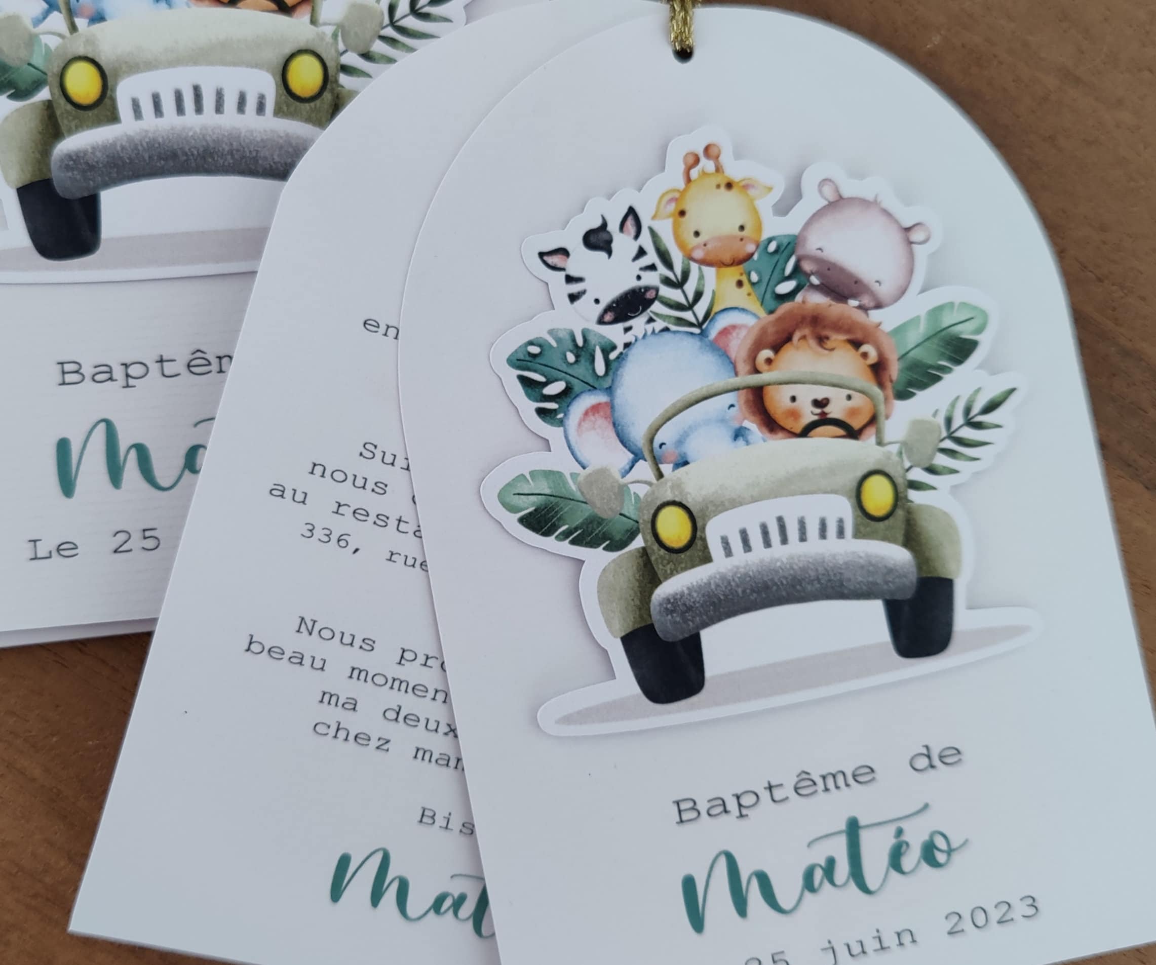 Faire-part naissance et invitation baptême animaux de la savane