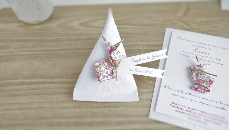 Berlingot candy box liberty origami rabbit Eloise thank you gift for birthday, baptism, handmade wedding guests image 1