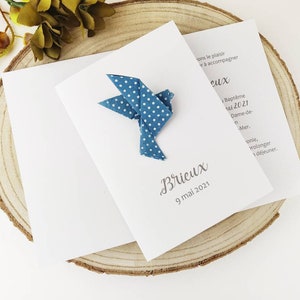 Announce baptism or birth - blue origami dove / handmade