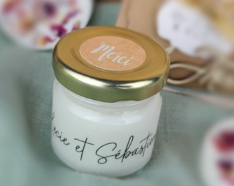 Handcrafted candle for wedding or baptism personalized guest gift