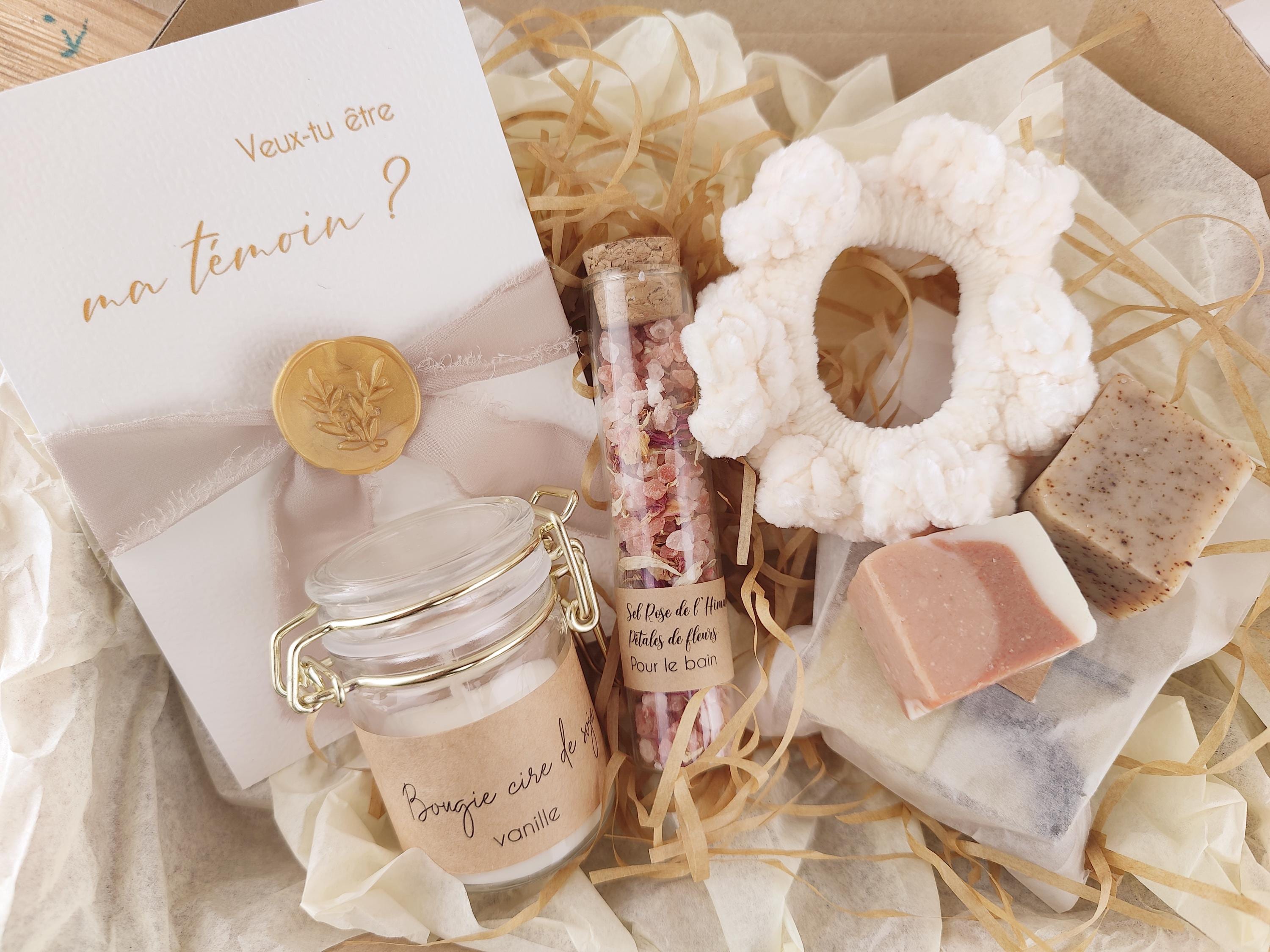 Coffret bien-être pour témoin : bougie, savon, sel de bain