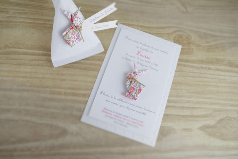 Berlingot candy box liberty origami rabbit Eloise thank you gift for birthday, baptism, handmade wedding guests image 2