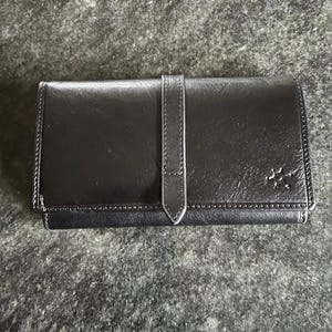 NUEVA Cartera de Cuero Italiano Negra Hecha a Mano