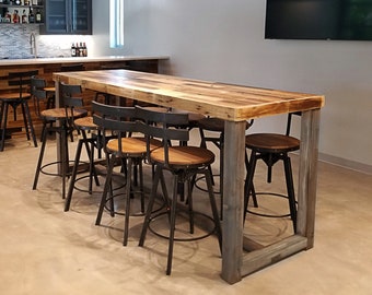 Reclaimed Wood Natural Bar Table Restaurant Counter Community Communal Rustic Cafe Coffee Conference Gathering Office Meeting Pub High Top