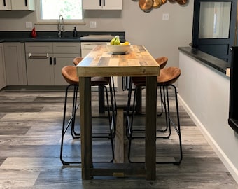 Reclaimed Wood Kitchen Island in Natural Finish | Hundreds of Dimensions | Counter Height or Bar Height | Wheel Add-On Option