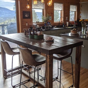 Bar Height Table in Espresso Finish  | Hundreds of Dimensions | Dining or Counter Height Available | Wheel and Power Grommet Add-on Options