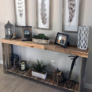 Reclaimed Wood Console Table Accent Sofa Entryway Entry Bathroom Vanity TV Stand Beach House Cabin Recycled