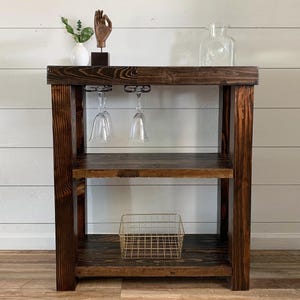 Bar Cart in Natural, Provincial or Espresso Finish | Wheel Add-on Option