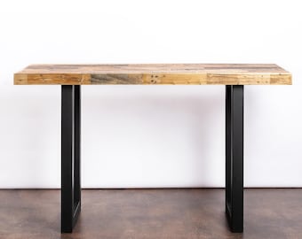 48" x 24" | Gunnison Reclaimed Wood Steel Leg Bar Table in Natural | High Top | Hospitality | Ships in 3-5 days