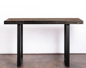 Bar Table with Metal Legs in Espresso Finish | 140+ Size Options | Counter Height Table or Bar Height Table | Power Outlet Add-on Option
