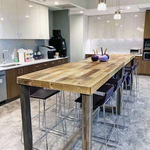 Handmade Reclaimed Wood Community Table: Natural Finish, Custom Height ...