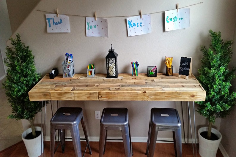 Reclaimed Wood Table With Steel Hairpin Leg Modern Custom Image 0