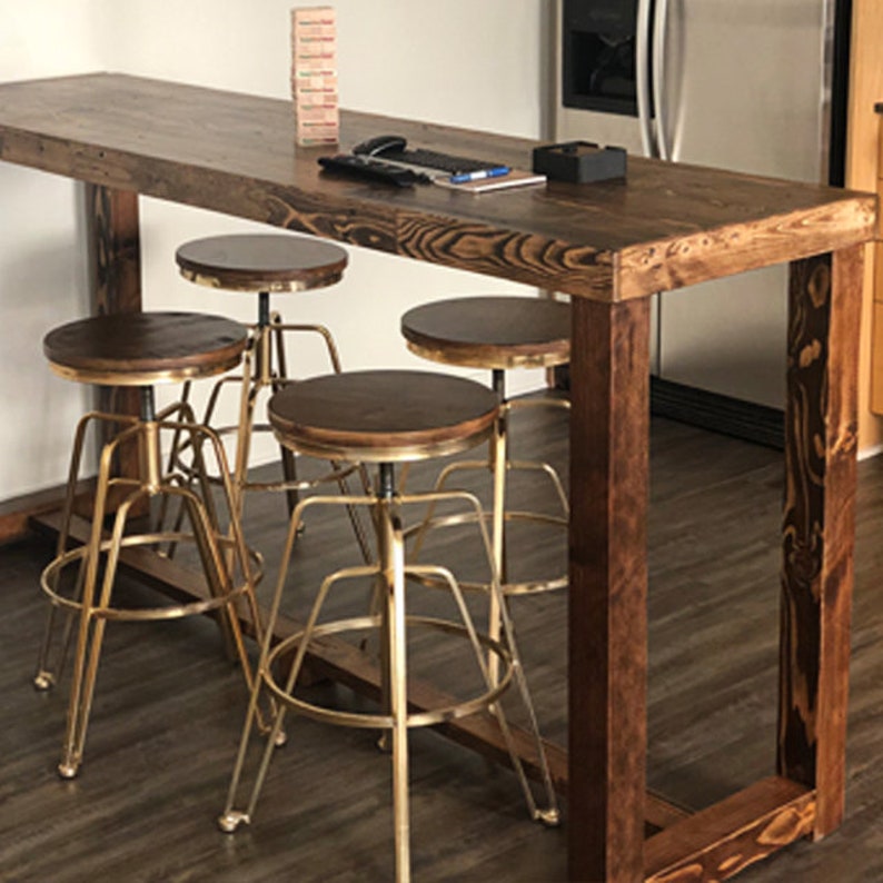 Reclaimed Wood Kitchen Island Counter Height Table Rustic Optional Caster Wheels image 9
