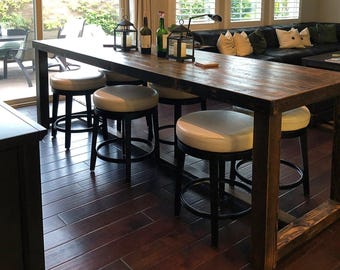 Dining Table in Espresso Finish | Reclaimed Wood | 30" Dining Height Table | Optional Charging Station & Caster Wheel Add-ons