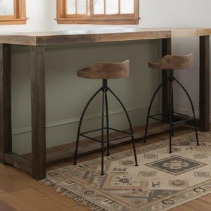 Custom Counter Height Table in Natural Reclaimed Wood | Hundreds of Dimensions | Wheel and Power Outlet Add-on Options image 3