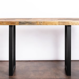 Reclaimed Wood Bar Table Natural Steel Metal U-Leg Restaurant Counter Community Communal Metal High Top Pub Table Industrial Lunch Room