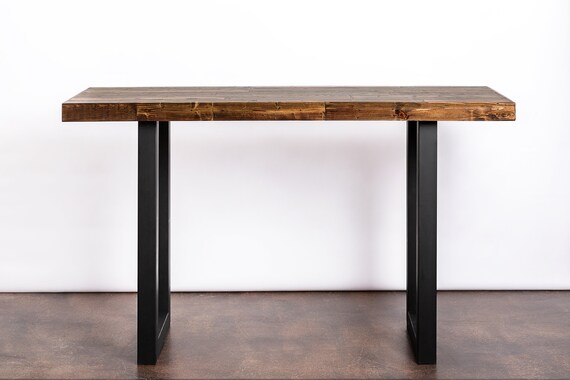 Reclaimed Wood Bar Table Provincial Steel Metal U Leg Etsy