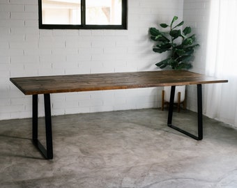 QUICK SHIP! 96x40 Reclaimed Wood Dining Table with Steel Bell Base in Provincial