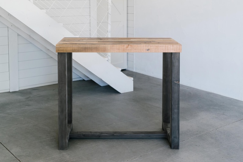 Custom Counter Height Table in Natural Reclaimed Wood | Hundreds of Dimensions | Wheel and Power Outlet Add-on Options image 8