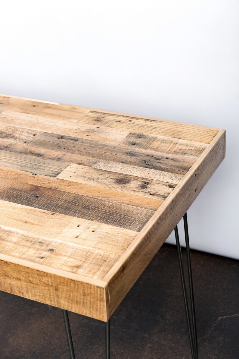 Reclaimed Wood and Metal Desk With Hairpin Leg Modern Steel Etsy