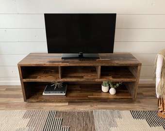 Reclaimed Wood Media Unit in Provincial TV Stand Entertainment Center Console Rustic Retail Display Modern Farmhouse Eco Friendly Furniture