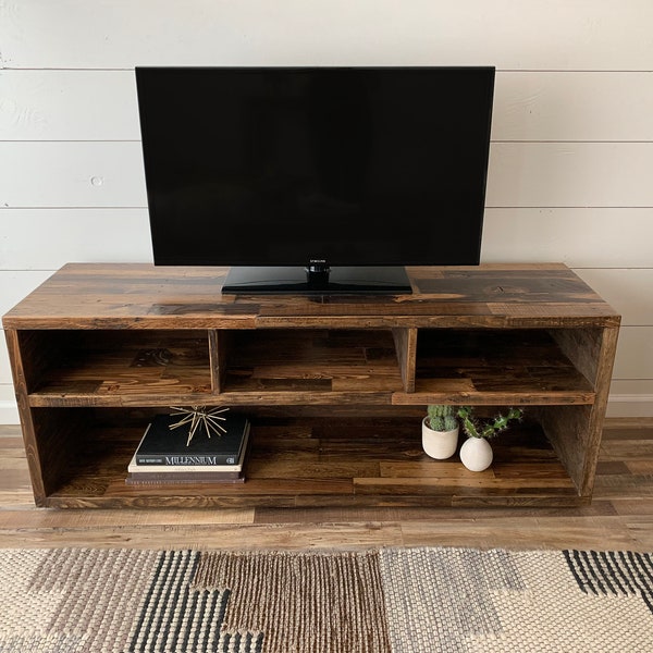 Rustic Media Storage Reclaimed Wood Tv Stand - Etsy