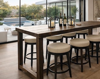 42" High Top Bar Table | Handcrafted with Reclaimed Wood | Arizona Made | Bars, Restaurants and Home Entertainment | Caster Wheels & Power