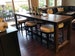 Reclaimed Wood Bar Table in Espresso Restaurant Counter Community Communal Rustic Gathering Conference Office Meeting Pub High Top Casters 