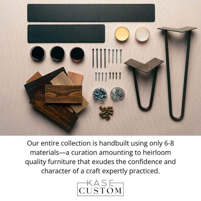 Sustainable materials and hardware used in Kase Custom reclaimed wood furniture.