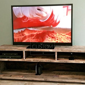 Reclaimed Wood Media Unit in Natural TV Stand Entertainment Center Console Rustic Beach House Cabin Shabby Chic Handmade Living Room