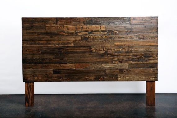 Reclaimed Wood Headboard in Classic Provincial Rustic Brown Walnut