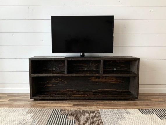 Reclaimed Wood Media Unit in Espresso TV Stand Entertainment
