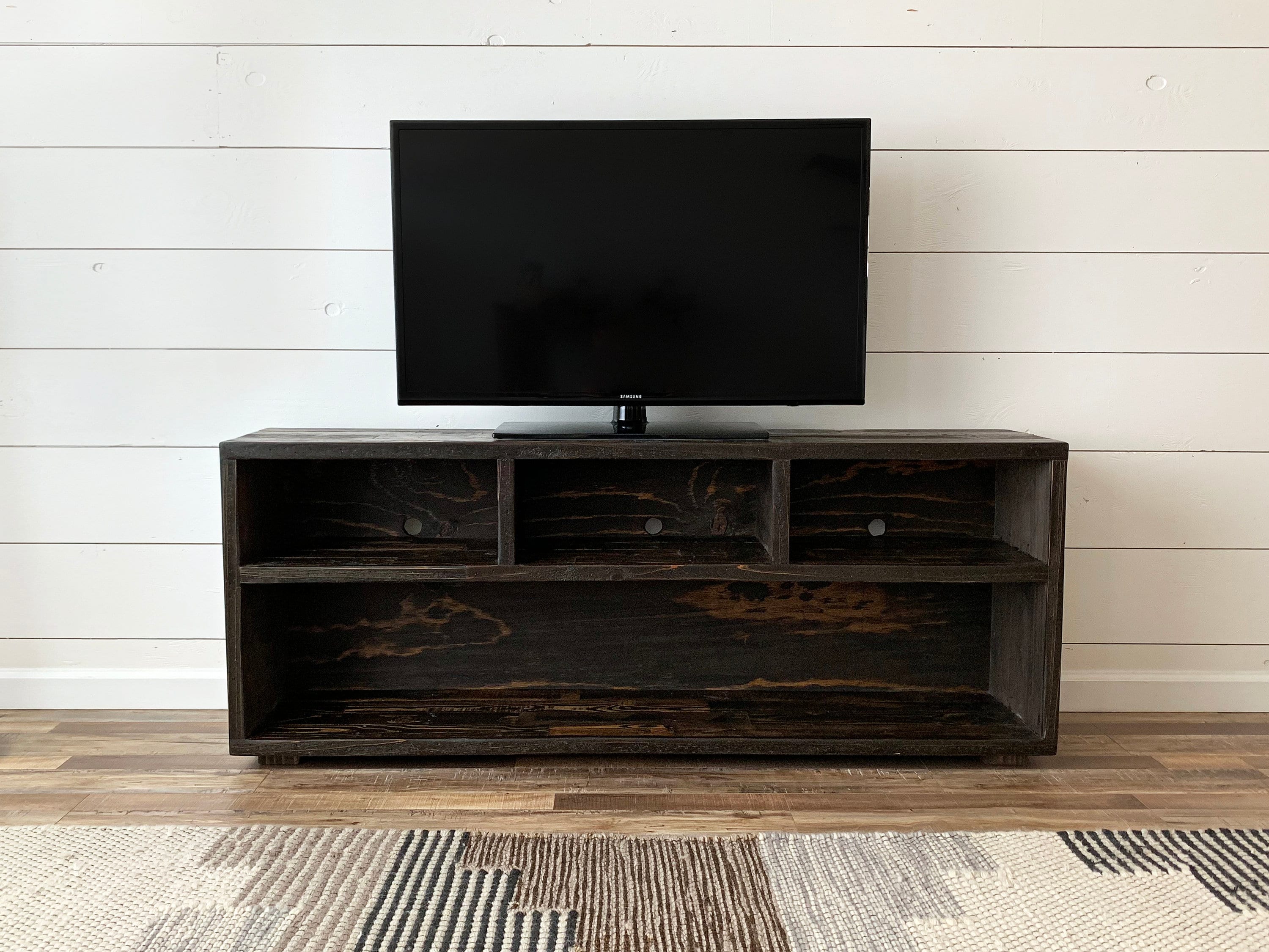 Reclaimed Wood Media Unit in Espresso TV Stand Entertainment