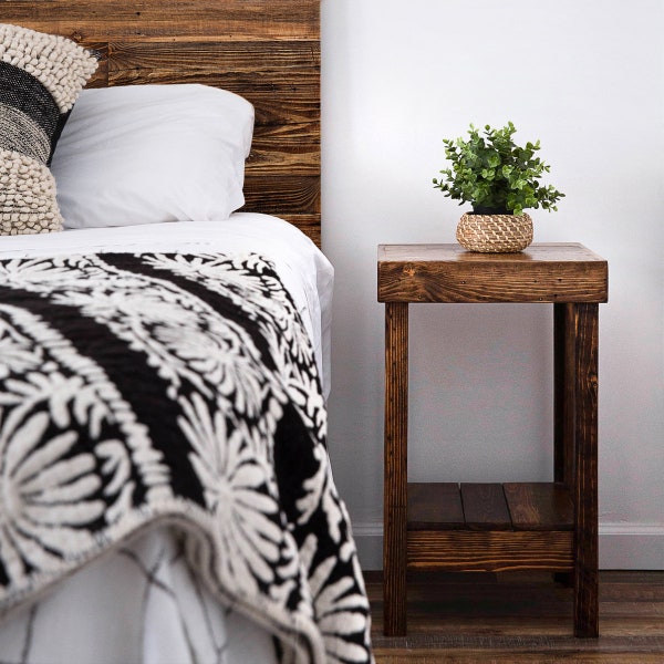 Nightstand in Natural, Provincial or Espresso Finish Color | 2 Size Options | Matching Headboard Available - See Other Kase Custom Listings