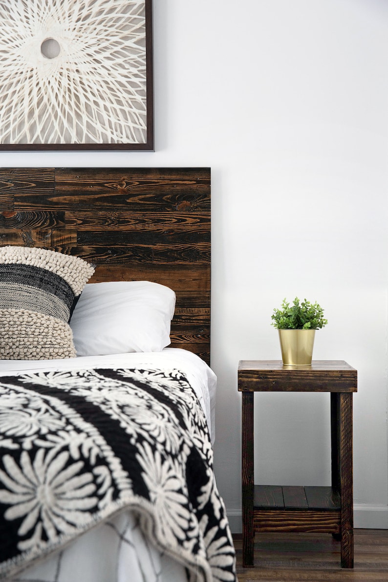 Reclaimed Wood Headboard in Espresso Dark Wood Head Board King Etsy