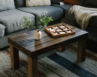 Dark Wood Coffee Table in Natural, Provincial or Espresso Finish | Dozens of Dimensions | Reclaimed Wood for Rustic or Farmhouse Style