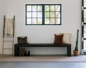 Modern Waterfall Entry or Dining Bench in Natural, Provincial or Espresso Finish Color | 14 Length Options