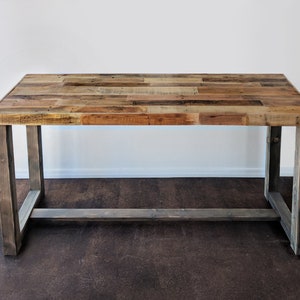 Reclaimed Wood Bar Table Restaurant Counter Community Communal Rustic Custom Gathering Conference Office Meeting Pub High Top Casters Island