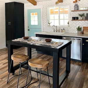 Reclaimed Wood Kitchen Island in Black Finish | Hundreds of Dimensions | Counter Height or Bar Height | Wheel Add-On Option