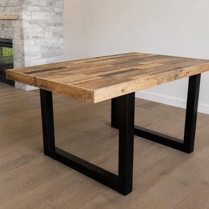 Reclaimed Wood Bar Height Table with Metal Legs | Counter Height Option | 100+ Custom Sizes | Industrial Modern | Power Add-on | USA Made