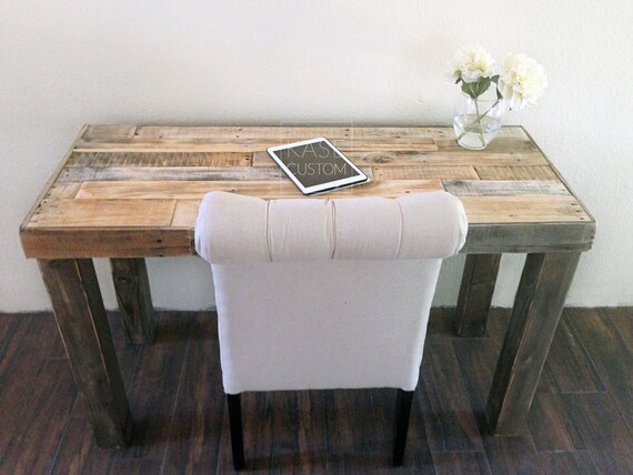 Reclaimed Wood Desk Modern Rustic Work Table Laptop Station Small