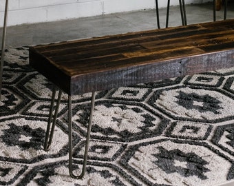 Reclaimed Wood Bench with Modern Hairpin Legs