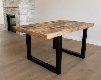 66" x 36" Reclaimed Wood Steel Leg Counter or Bar Table in Natural | Bar & Restaurant Tables | Ships in 3-5 days | Handmade in Arizona