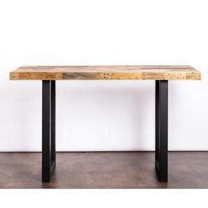 Bar Table with Metal Legs in Natural Finish | 100+ Dimensions | Counter Height Table or Bar Height Table | Power Outlet Add-on Option