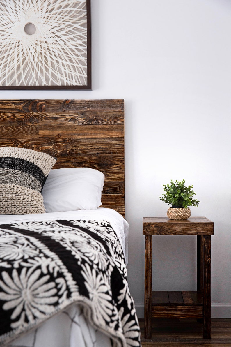 Reclaimed Wood Discount Bed Set Headboard And Nightstand Bedroom Furniture Custom Shabby Chic Loft Beach Cabin House Dorm